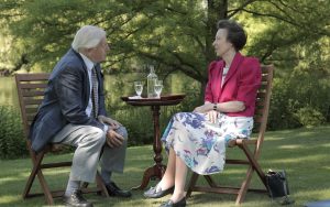Princess Anne in conversation with Sir David Attenborough in the gardens of Buckingham Palace in 2017 Credit: Whitley Fund for Nature 